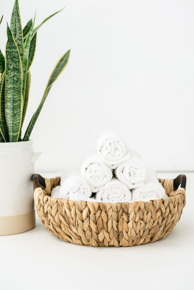 washcloths in basket